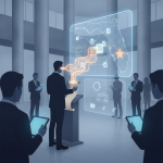 Illustration of staff reviewing a digital map and records in a modern office, representing the HR 10840 VA retention study.