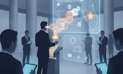 Illustration of staff reviewing a digital map and records in a modern office, representing the HR 10840 VA retention study.
