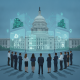 Healthcare cross and digital shield graphic highlighting the Health Care Cybersecurity and Resiliency Act.