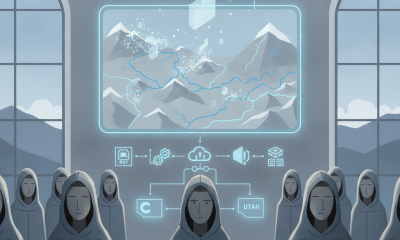 Illustration depicting a futuristic meeting with figures in cl — Snow Water Supply Forecasting Program Reauthorization Act