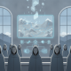 Illustration depicting a futuristic meeting with figures in cl — Snow Water Supply Forecasting Program Reauthorization Act