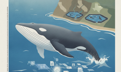 Illustration of a whale breaching near marine parks, symbolizing the SWIMS Act 2026 aimed at ending whale captivity.