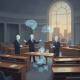 Three figures in a legislative chamber discussing stroke education and EMS — Stroke Education and EMS Care Improvement Act