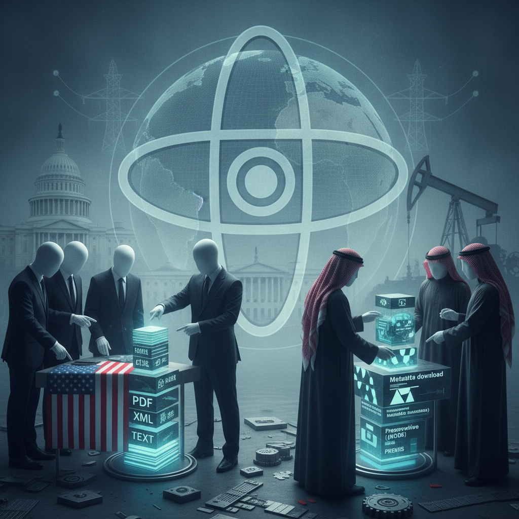 Business professionals in suits and traditional attire discuss energy agree — US Saudi nuclear agreement Senate resolution
