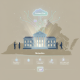 Illustration of a government building connected to cloud-based content files and metad — Honesty in Government Act of 2026