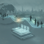 Digital representation of global connectivity with people interacting around a globe a — Hong Konger Promise of Refuge Act