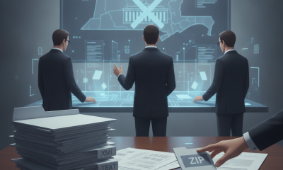 United States Secret Service Retirement Act records displayed on a digital screen as officials review PDF, XML, text, and…
