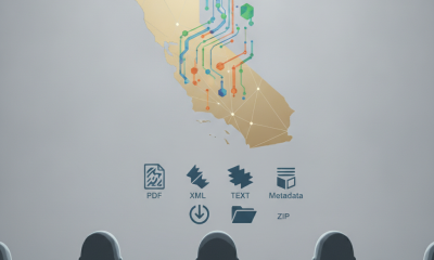 Illustrated California map with colored utility lines, file icons, and — Public Safety Power Shutoff Data Transparency Act
