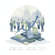 Illustration depicting a group of professionals in front of a city skyline, with doc — Affordability is Access Act of 2026