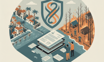 Illustration depicting the Community Disaster Protection Act with flood and fire scenes, emphasizing community-based catas…