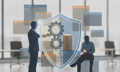 Two business professionals discussing retirement benefits with a shield and g — Employee and Retiree Access to Justice Act