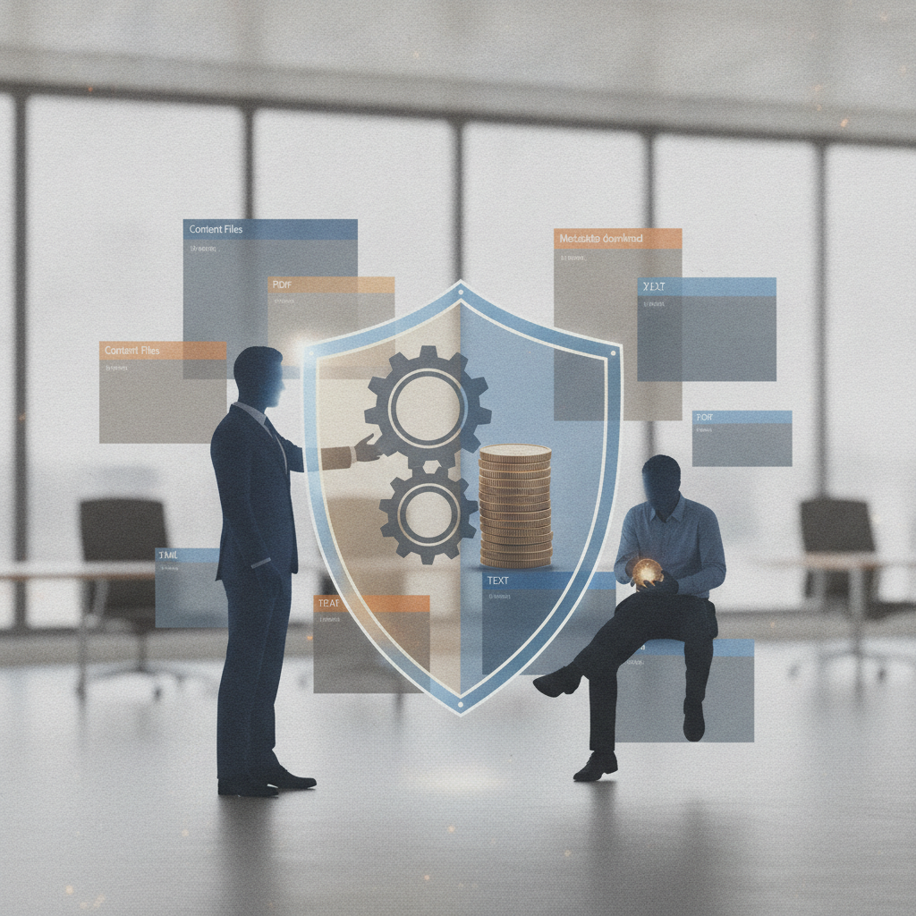 Two business professionals discussing retirement benefits with a shield and g — Employee and Retiree Access to Justice Act
