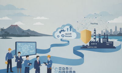 Illustration depicting workers discussing — Federal Undertaking to Track Upskill and Retrain for Employment of Workers Act