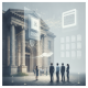Group of people in business attire standing in front of a classical building with digital overlays r — SUCCESS Act of 2026